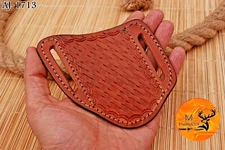 CUSTOM HAND MADE COW ENGRAVED LEATHER SHEATH FOR FOLDING BLADE KNIFE - 1713