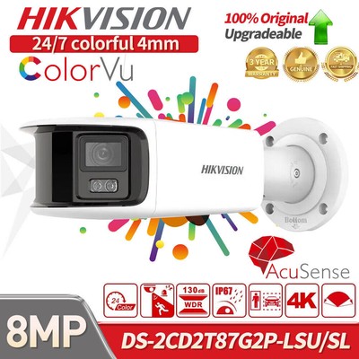 Hikvision Panoramic  DS-2CD2T87G2P-LSU/SL 8MP Full-Color ColorVu 180° IP Camera