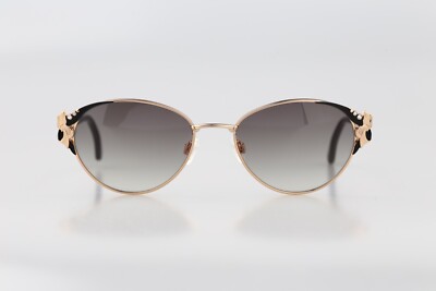 Diva 5066 S 2, Vintage 90s rhinestones black gold cat eye sunglasses  women NOS
