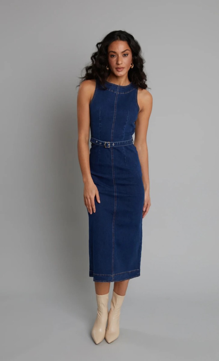 dark denim shift dress $113 RARE LONDON Midaxi | Blue | Large UK 12 US 8 this dress effortlessly combines Color_Orange Size::8/10 Crochet Dress Patterns –
