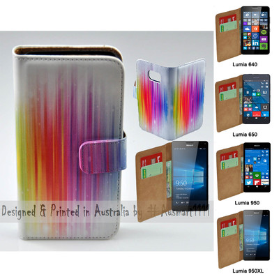 For Nokia Series - Rainbow Stripes Print Theme Wallet Mobile Phone Case Cover