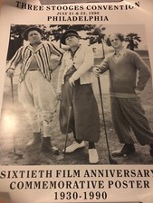 Three Stooges Convention Promo Poster 1990 60th Film Anniversary 30x24 Rolled