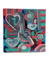 Abstract heart painting on canvas original