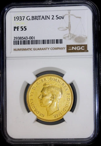 1937 Great Britain Proof Gold 2 Double Sovereign George VI NGC PF55