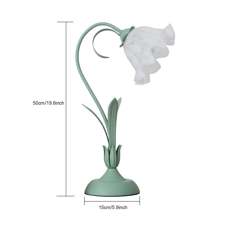 Tiffany Style Table Lamp Glass Flower Shaped Desk Light Bedside End Table Lamp - Image 4 of 4