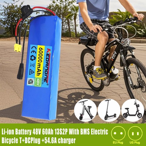 Batería Li-ion 48V 60Ah 13S2P con bicicleta eléctrica BMS T+DCPlug + cargador 54.6A - Imagen 11 de 20