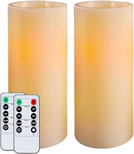 Homemory 9"X3" Flameless Candles Battery Operated, Flickering LED Pillar Candle