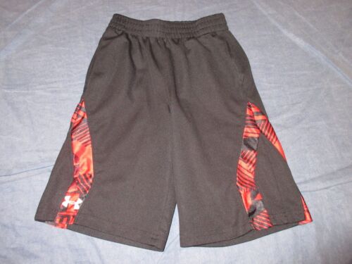 Boys Athletic SHORTS by UNDER ARMOUR - Sz 6 - Black w/ Red Trim - Elastic Waist - Picture 1 of 2