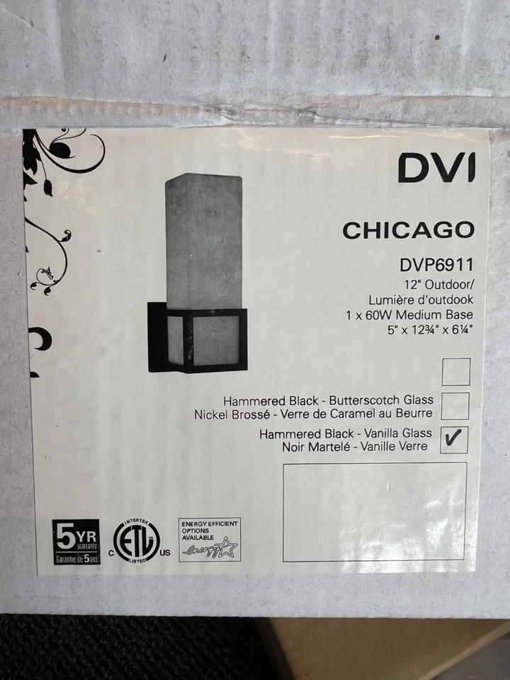 Aplique de pared DVI DVP6911 negro martillado Chicago EXTERIOR Foto 3 de 4