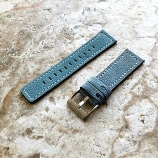 Light Blue Leather Band Strap with Stitches for Google Pixel Watch 4 3 45mm -A22