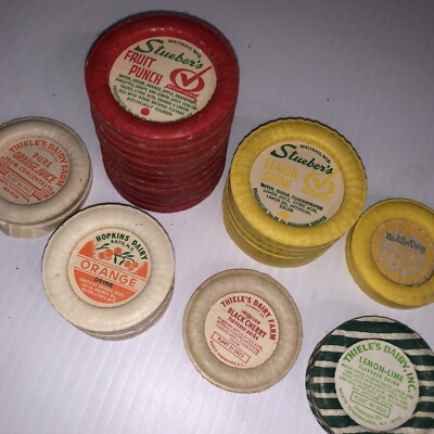 Lot Of 32 Dairy Juice Fruit Punch bottle cap Thiele Stueber Hopkins New Ulm/156j