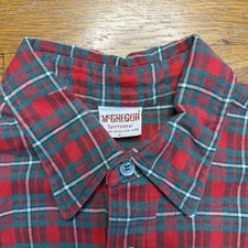 Vintage McGregor Flannel Mens L Red Green Plaid Button Down Shirt Rancher