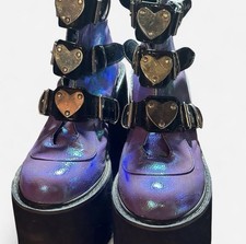 Demonia Swing-105 Ankle Boots, Purple Iridescent, Size 10