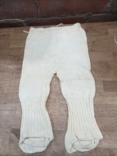 Antique Vintage Baby Wool Pants Knit Pants Yellow Drawstring Stirrups