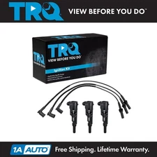 TRQ Engine Ignition Coil & Spark Plug Wire Set Kit for Dodge Jeep Ram V6 3.7L