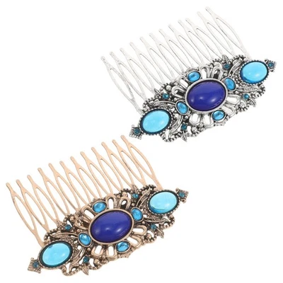 2 Pcs Peignes À Cheveux Décoratifs Latéraux En Métal Pour De Costume - Photo 1/4