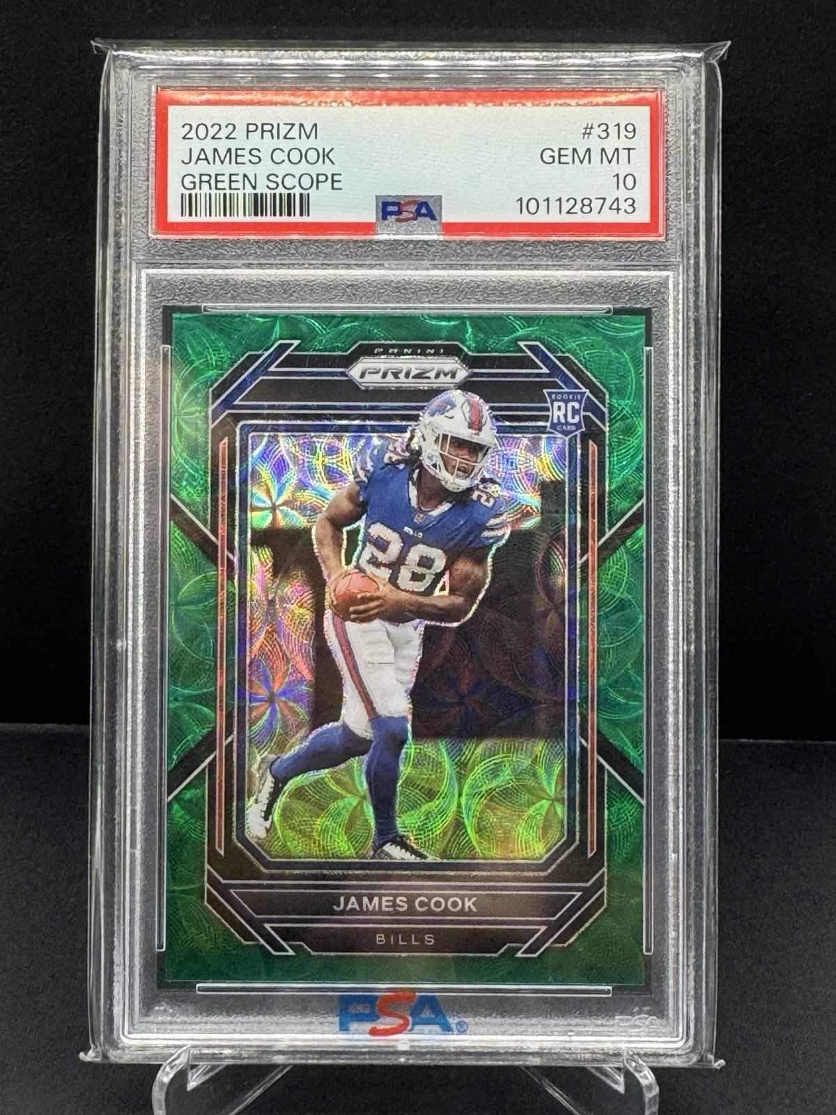 2022 Panini Prizm Green Scope /75 James Cook #319 PSA 10