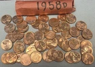 1958 D LINCOLN CENT ROLL 50 COINS