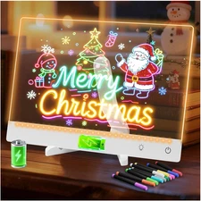 Rechargeable LED Note Board with Colors, 13.7"X10" Lumi LED Drawing Board Acryli