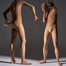 Plus Size Ultrathin Oil Shiny Bodystocking Bodysuit Catsuit Transparent Jumpsuit