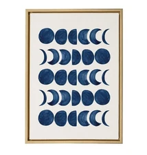 Kate and Laurel  Sylvie Moon Phases Framed Linen Textured Canvas Wall Art  18x24