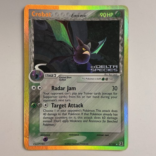 Pokemon TCG Crobat 2/113 EX Delta Species Stamped Reverse Holo Card - MP/HP