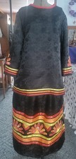 Womans black floral satin ribbon skirt and shirt L powwow regalia FREE SHIPPING