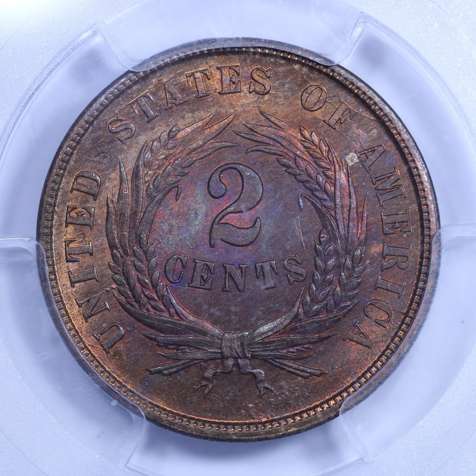 1864 Two Cent Piece (Large Motto) - 2c PCGS MS64 RB CAC ✅ - Red Brown - Image 4 of 4