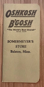 Vintage OSHKOSH B'GOSH promo NOTEBOOK Somermeyer's Balaton MINN Overalls Sta-Blu