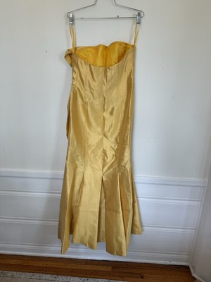 luisa beccaria silk dress Luisa Beccaria Silk Strapless Gown Yellow Gold Draped Evening Dress IT44