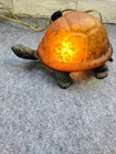 VTG Turtle Lamp Amber Tiffany Style Glass Tortoise Night Light Switch Metal