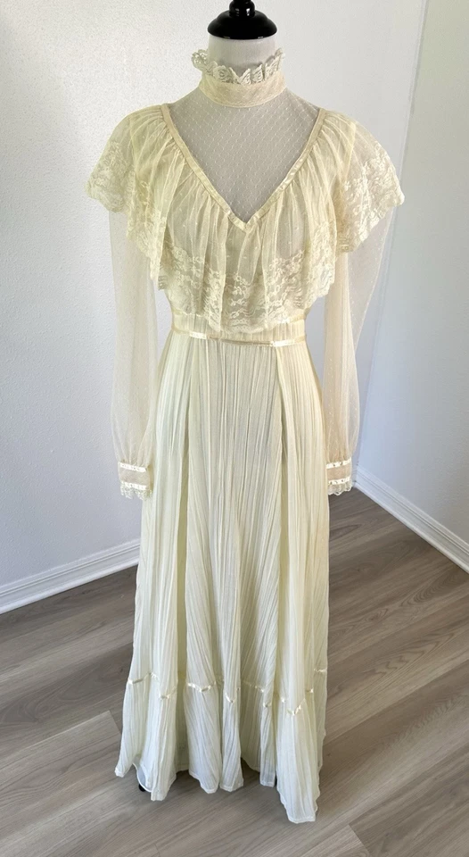 Винтажное макси-платье Roberta California Prairie богемное крестьянское викторианская кружевная отделка - Изображение 3 из 4