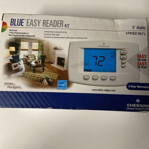 Emerson Blue Easy Reader 7 Day Programmable Thermostat  with Large Display