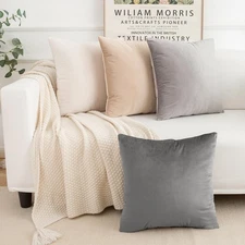 Neutral Gradient Combo Set Throw Pillow Covers, Premium Velvet Soft Square Cu...
