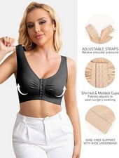 Compression Bras for Women Post Surgery Front Closure Mastectomy Bra-Black - 2XL