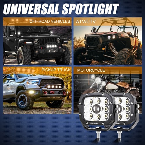 AUXBEAM 5" Inch White/Amber Spot LED Driving Lights for Dodge Ram 1500/2500/3500 - Picture 6 of 12
