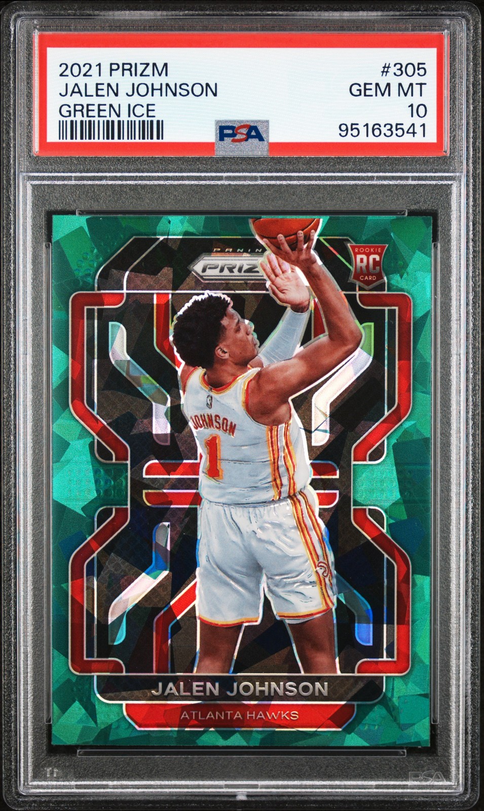 2021 PANINI PRIZM GREEN ICE #305 JALEN JOHNSON PSA 10