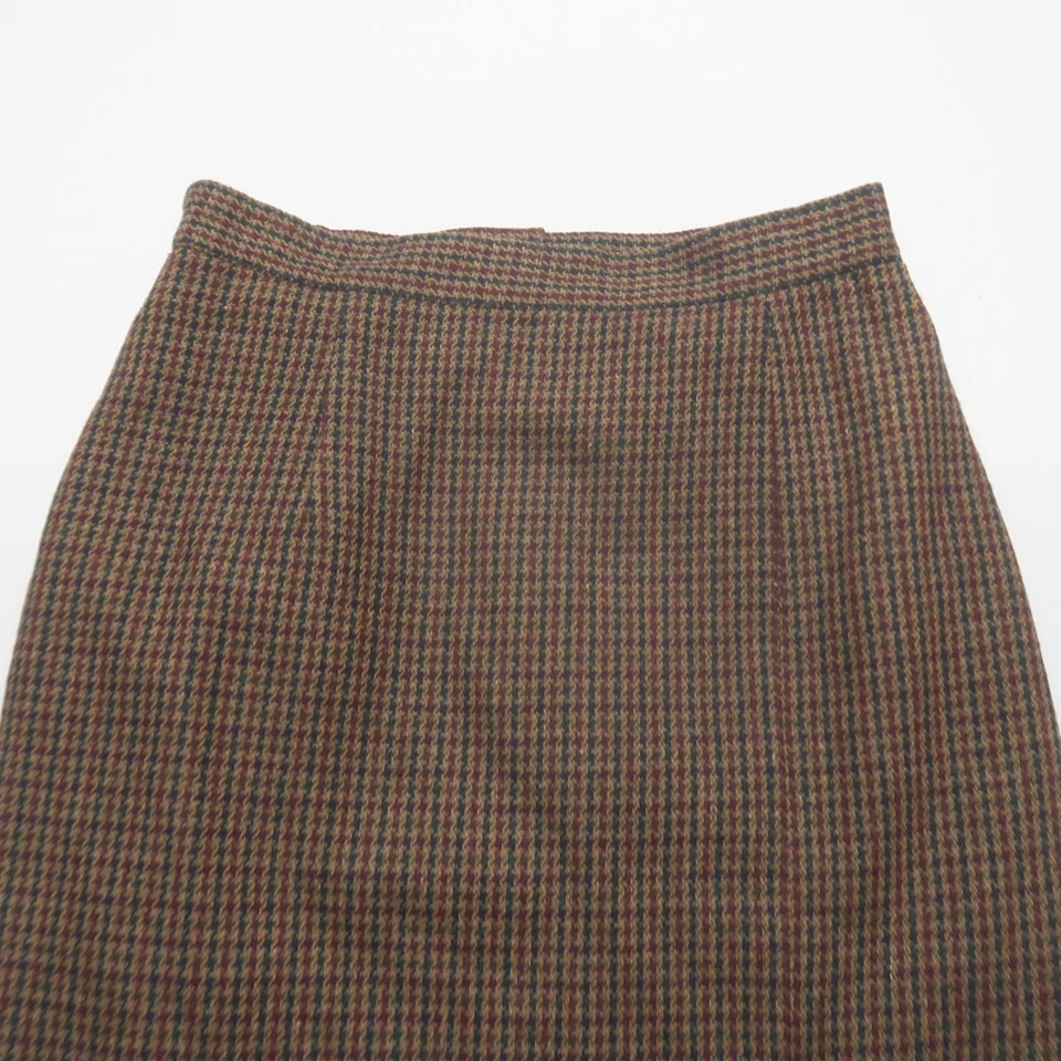 Falda Lápiz Sag Harbor Mezcla Lana Talla 10 Marrón Pata de Gallo Carrera Academia Foto 2 de 4
