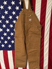 Carhartt New Bib Overall 48x30Black Quilt Line Zip-To-Thigh R41-BRN Double Knee