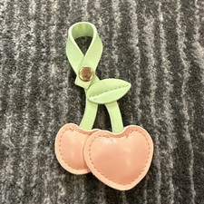 Cherry Bag Charm Cute Snap On Cherry Heart Charm Purse Handbags PU Leather Pink