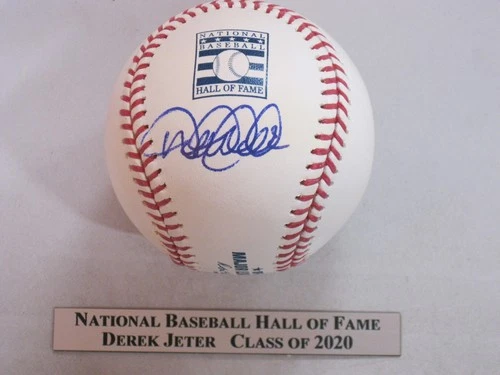 DEREK JETER Signed Autograph Auto OMLB Hall of Fame Baseball w/ Nameplate