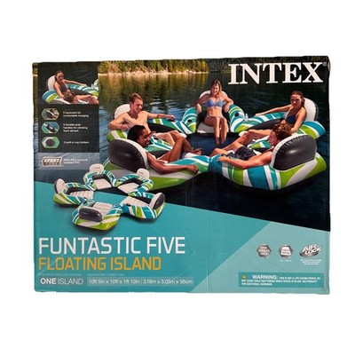 Intex Funtastic Five Floating Island 5 Person Inflatable Lake Pool Lounge Raft