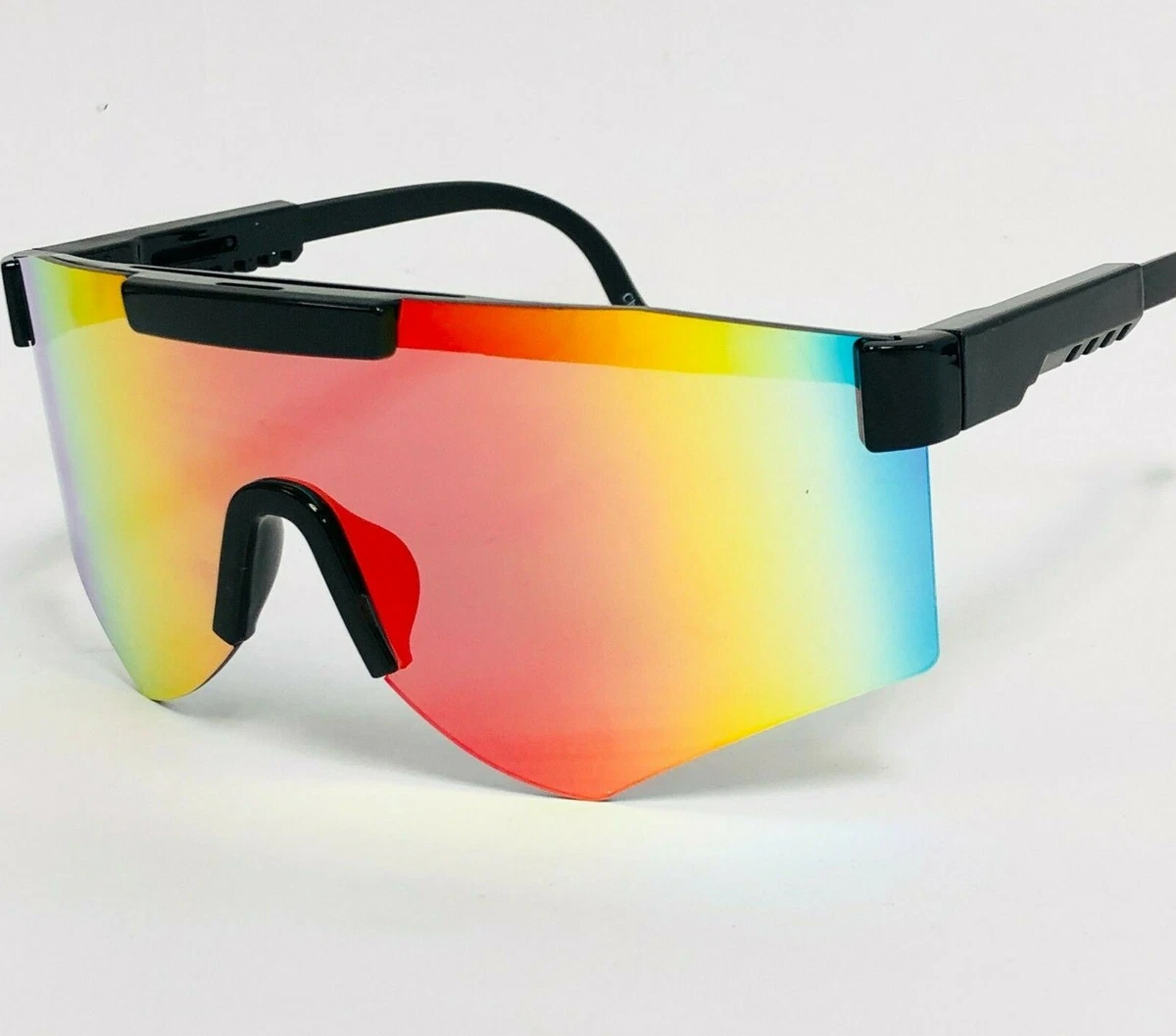 Sport Men Baseball Running Ski Sunglasses Outdoor Reflective Big Single  Lens Red