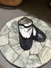 Capezio 230C Full Sole Leather Black Ballet Shoes Size Child 11.5M New