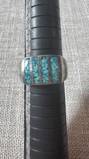 Vintage WM Co Wheeler Manufacturing Co Sterling Turquoise Inlay Ring Size 9