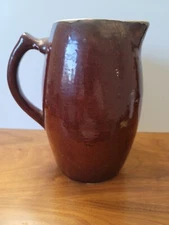 Antique/Primative Stoneware PITCHER with ALBANY SLIP GLAZE