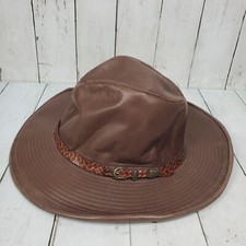 Stetson Made in USA Brown Soft Leather Western Hat Fedora Adult Size Large VTG
