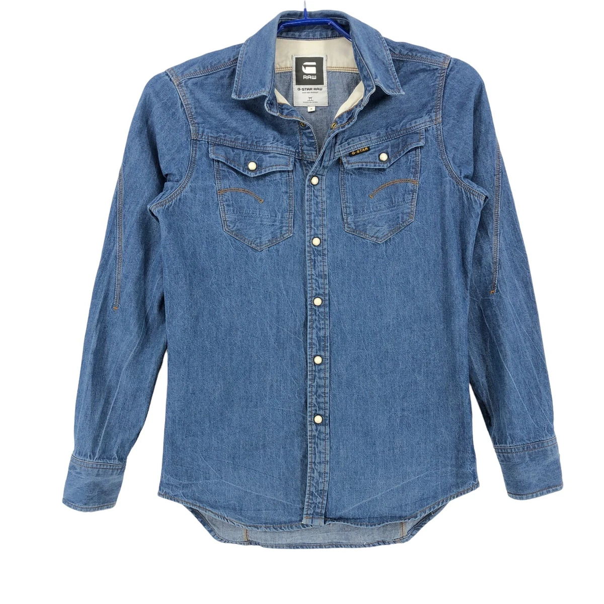 G STAR Men ARC 3D Long Sleeve Casual Denim Shirt Size S eBay