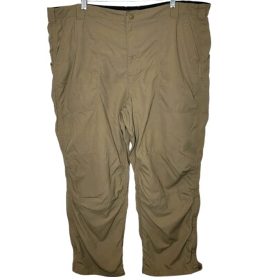 LL Bean Pants Men XXL 42x30 Khaki Hiking Water Resistant Double Knee Zip Legs