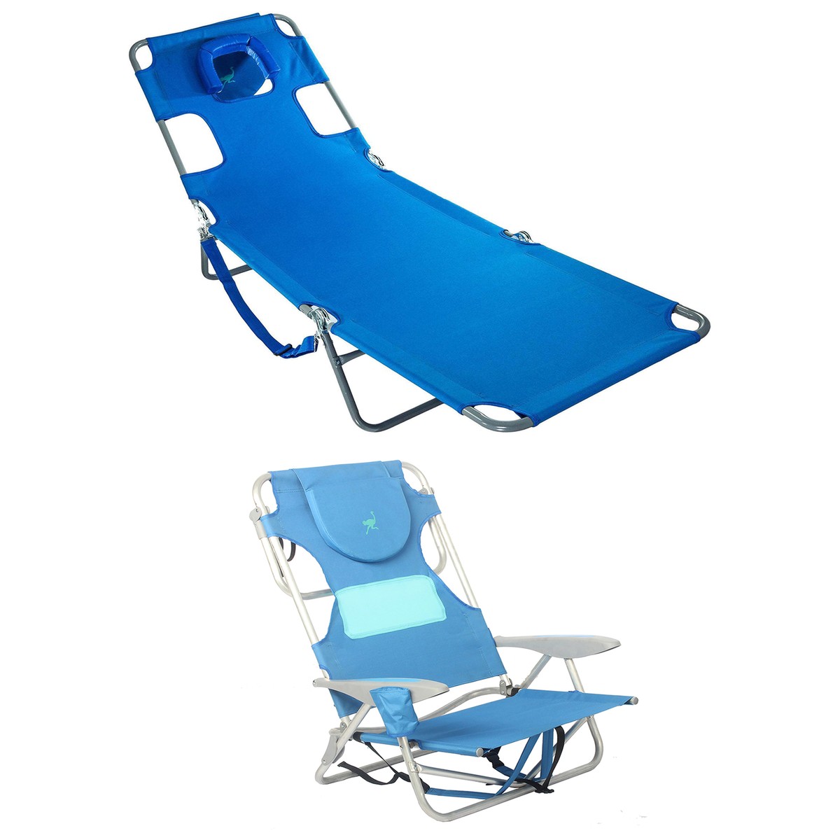 Ostrich Chaise Lounge Folding Portable Sunbathing Poolside Beach